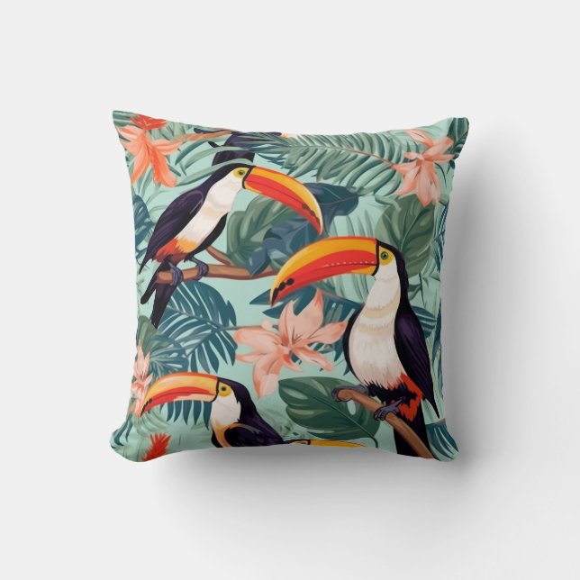 Tropical Parrot Cushion Kudde (Framsida)