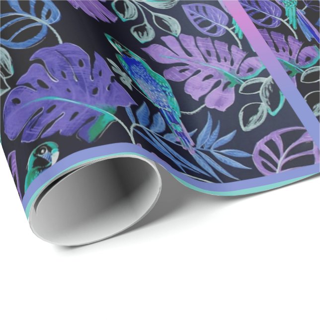 Tropical Parrot Paradise Wrapping Papper Presentpapper (Rullad Hörn)