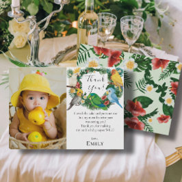 Tropical Parrots Exotic Greenery Birthday Photo Tack Kort