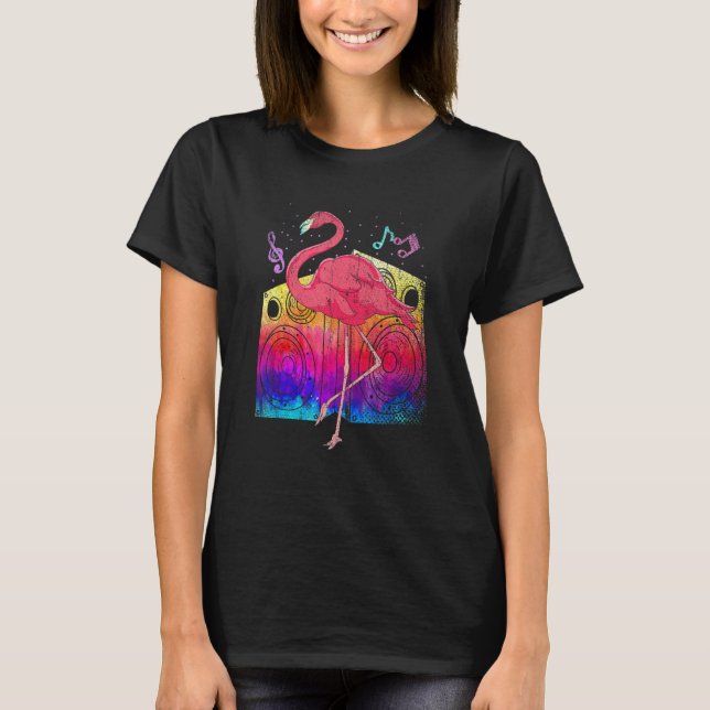Tropical Party Animal Cool Exotic Bird Music Pink  T Shirt (Framsida)