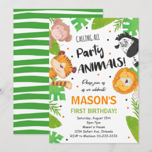 Tropical Party Animals Safari Jungle-inbjudan Inbjudningar