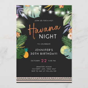 Tropical Party Hett Natt i Havanna Birthday Shower Inbjudningar