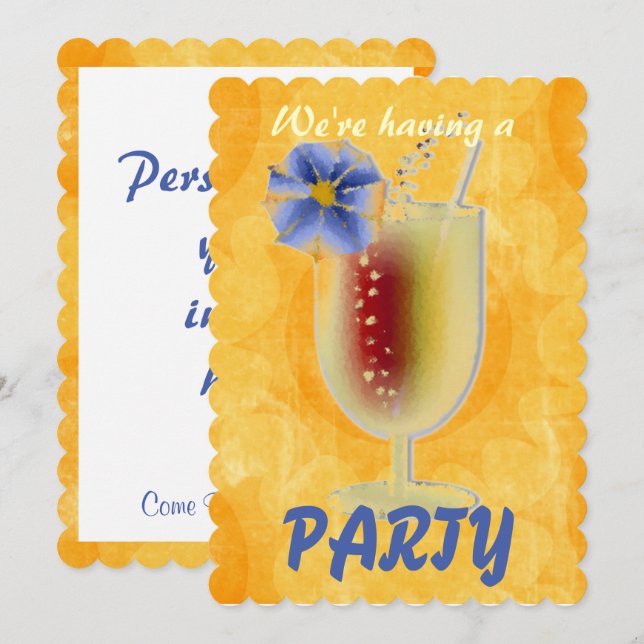 Tropical PARTY-inbjudan Inbjudningar (Fram/baksida)