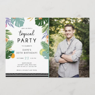 Tropical Party Luau Aloha Man Birthday-inbjudan Inbjudningar