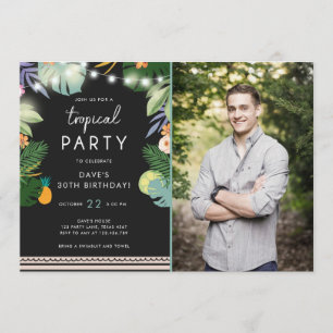 Tropical Party Luau Aloha Man Birthday-inbjudan Inbjudningar