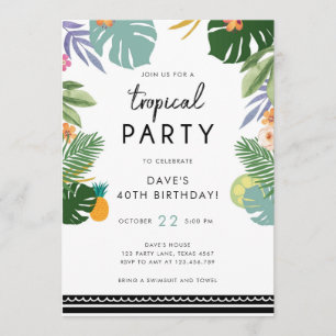 Tropical Party Luau Aloha Manar födelsedagsinbjuda Inbjudningar