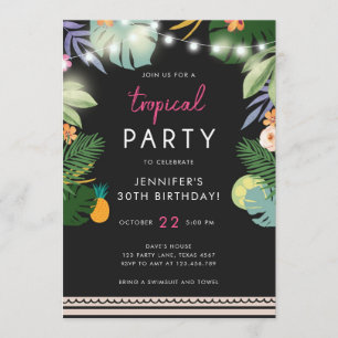 Tropical Party Luau Aloha Rosa Birthday-inbjudan Inbjudningar