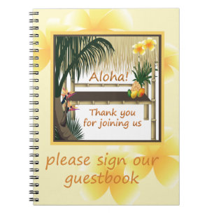 Tropical Party Tiki Hut Guestbook Notebook Anteckningsbok