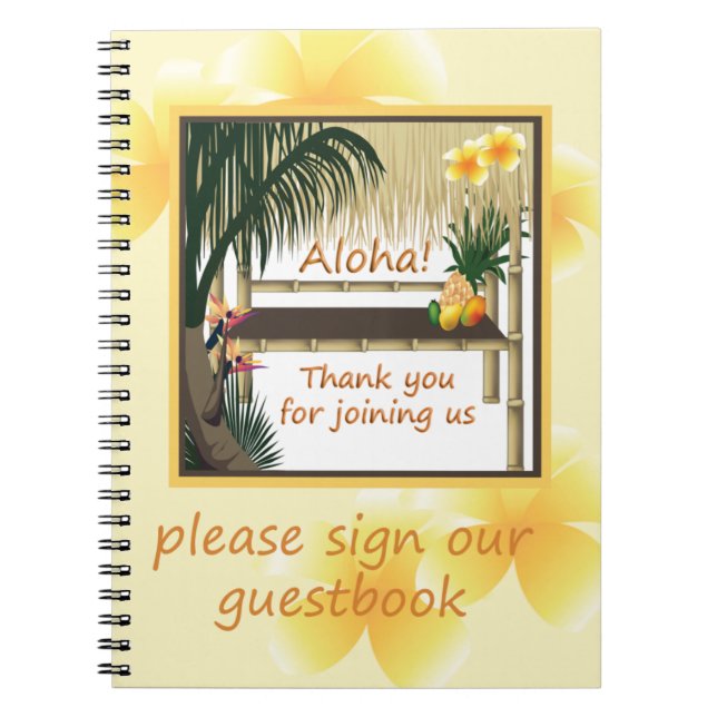 Tropical Party Tiki Hut Guestbook Notebook Anteckningsbok (Framsidan)