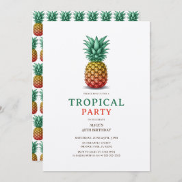 Tropical Party with retro pineapple Invitation Inbjudningar