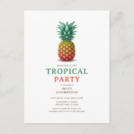 Tropical Party with retro pineapple Invitation Vykort