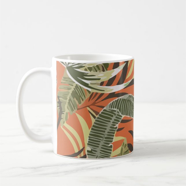 Tropical Pattern With Bright Leaves Jungle Kaffemugg (Vänster)