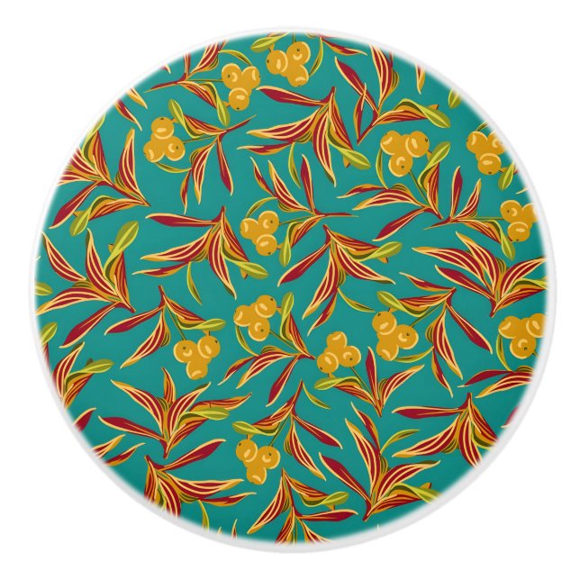 Tropical Pattern with Red and Yellow Leaves Knopp (Framsidan)