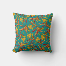 Tropical Pattern with Red and Yellow Leaves Kudde