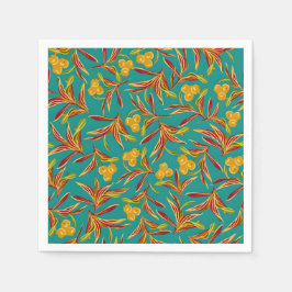 Tropical Pattern with Red and Yellow Leaves Pappersservett