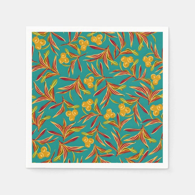 Tropical Pattern with Red and Yellow Leaves Pappersservett (Framsidan)