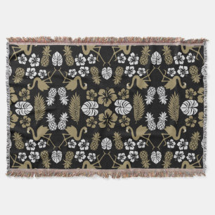 Tropical Patterned guld Blommigt Filt