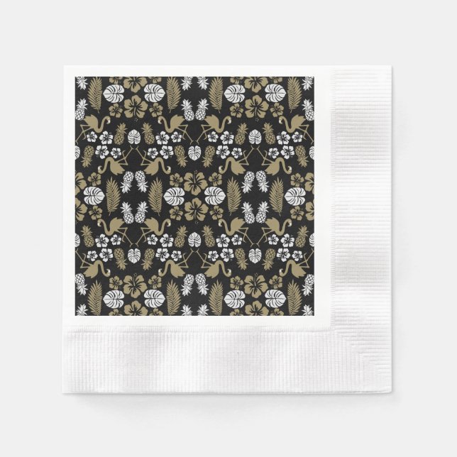 Tropical Patterned guld Blommigt Pappersservett (Framsidan)