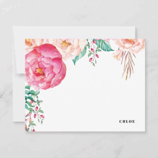 Tropical Peony Garden | Personlig Stationery Anteckningskort (Framsida)
