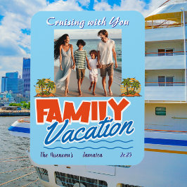 Tropical Personalize Family Cruise Blue Magnet