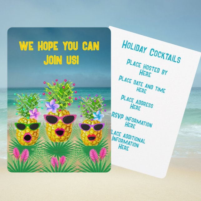 Tropical Personalized Singing Lady Pineapples  Inbjudningar (Customize with your personal information!)