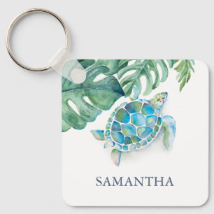Tropical personlig Sea Turtle Nyckelring