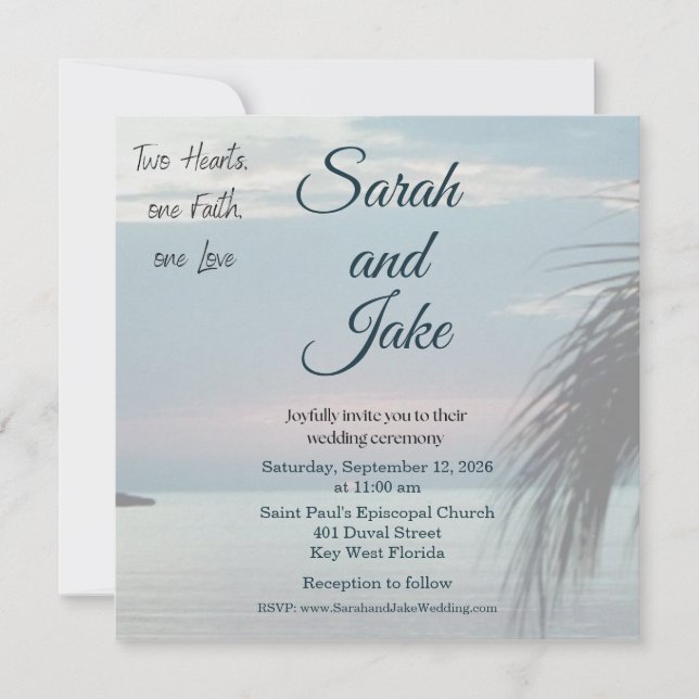 Tropical Photo Christian Wedding Invitation Inbjudningar (Framsida)
