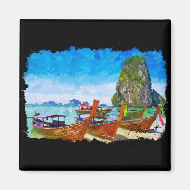 Tropical Phuket Thailand Beach View Magnet (Framsidan)