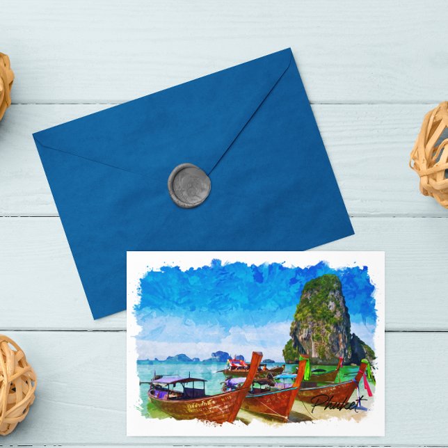 Tropical Phuket Thailand Beach View Vykort (phuket thailand tropical paradise beach view postcard)