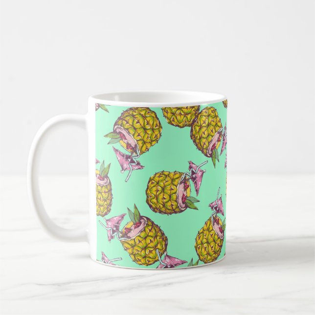 Tropical Piña Colada Mönster - Refreshing Sommaren Kaffemugg (Vänster)
