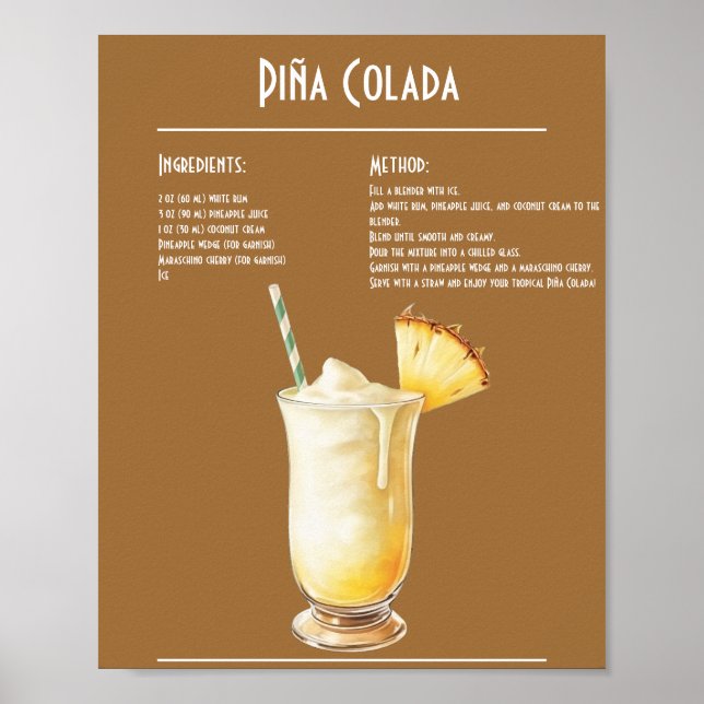 Tropical Piña Colada Recipe Pub Poster (Framsidan)