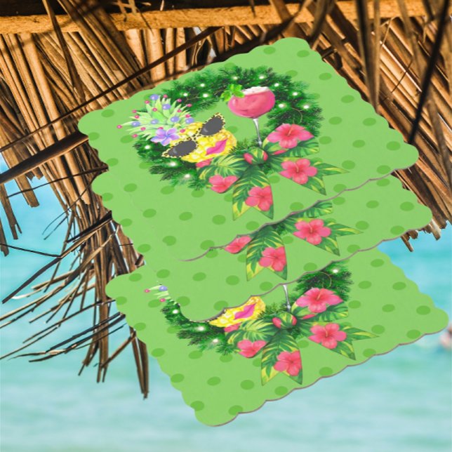 Tropical Pineapple Lady Cocktail Jul  Underlägg Papper (Paper coasters in lots os shapes! )