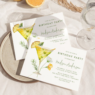Tropical Pineapple Martini Cocktail-Födelsedagsfes Inbjudningar