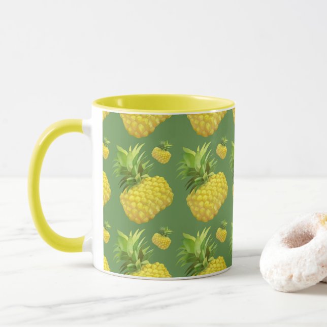 Tropical Pineapple Pattern: Summer Fruit Art Mugg (Med munk)