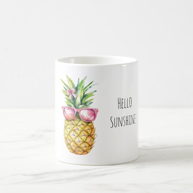 Tropical Pineapple Pink Sunglasses Hello Sunshine Kaffemugg (Center)
