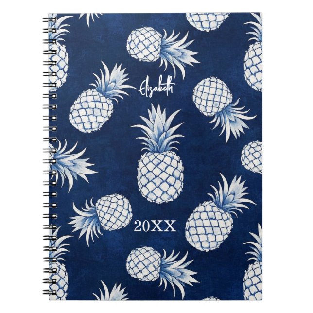 Tropical Pineapple with Name – Watercolor Style Anteckningsbok (Framsidan)