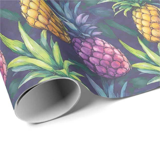 Tropical Pineapple Wrapping Paper Presentpapper (Rullad Hörn)