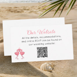 Tropical Pink Flamingo Beach Luau Wedding Website Tilläggskort