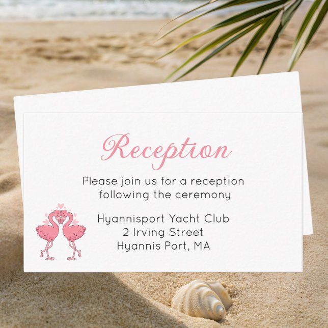 Tropical Pink Flamingo Beach Wedding Reception  Tilläggskort (Skapare uppladdad)