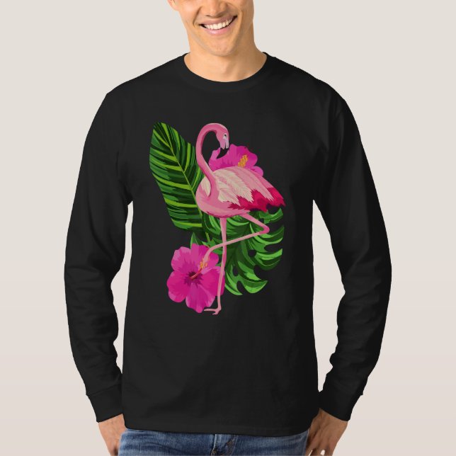 Tropical Pink Flamingo Flamingos Pink Bird T Shirt (Framsida)