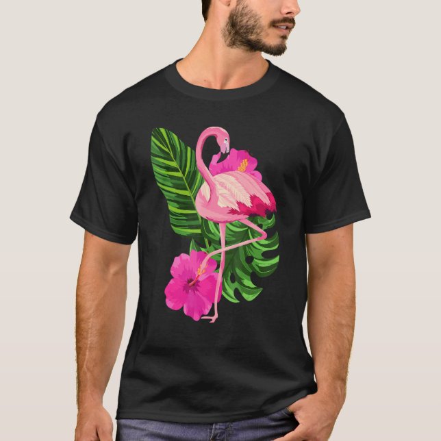Tropical Pink Flamingo Flamingos Pink Bird T Shirt (Framsida)