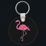 Tropical Pink Flamingo Hawaii Summer Xmas Christma Nyckelring<br><div class="desc">Tropical Pink Flamingo Hawaii Summer Xmas Christmas In July</div>