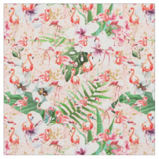 Tropical Pink Flamingos Fabric Tyg