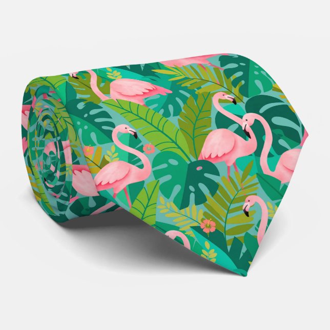 Tropical Pink Flamingos Jungle Foliage Slips (Rullad)