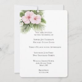 Tropical Pink Hibiscus Floral Wedding Inbjudningar
