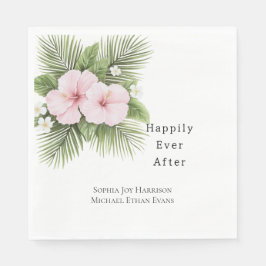 Tropical Pink Hibiscus Floral Wedding Pappersservett