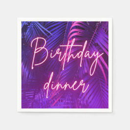 Tropical Pink Purple Palm Leaf Birthday Dinner  Pappersservett