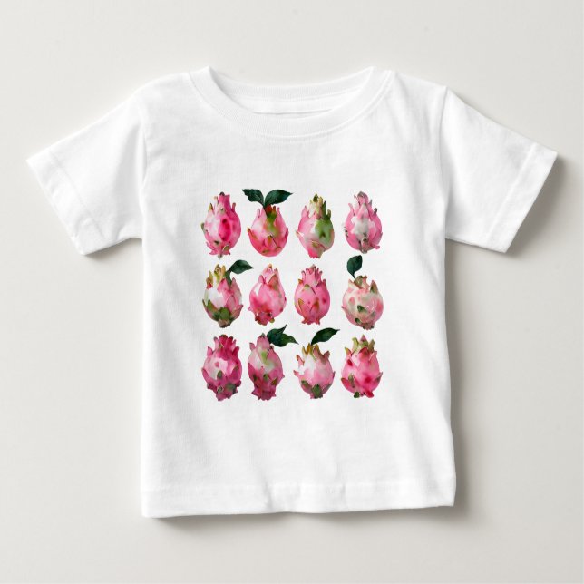 Tropical Pitaya Watercolor Art Art T Shirt (Framsida)