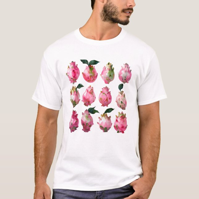 Tropical Pitaya Watercolor Art Art T Shirt (Framsida)
