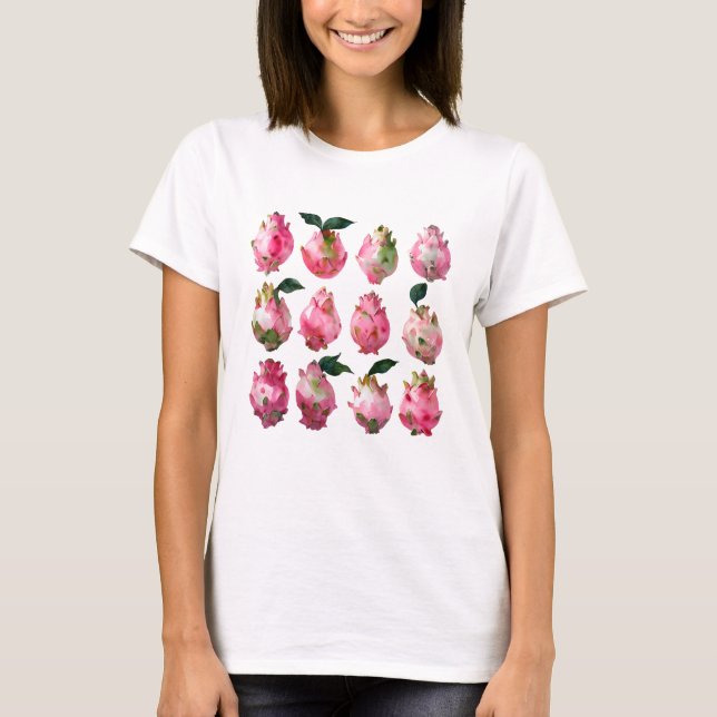 Tropical Pitaya Watercolor Art Art T Shirt (Framsida)